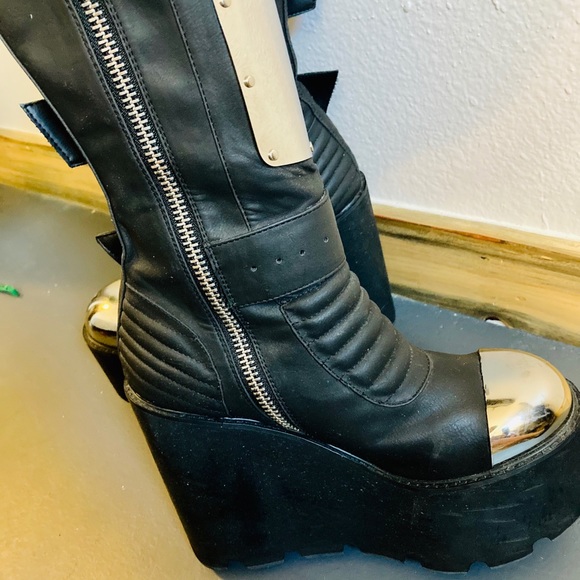 Dolls Kill Knee High Platform Buckle Boots - Picture 4 of 4